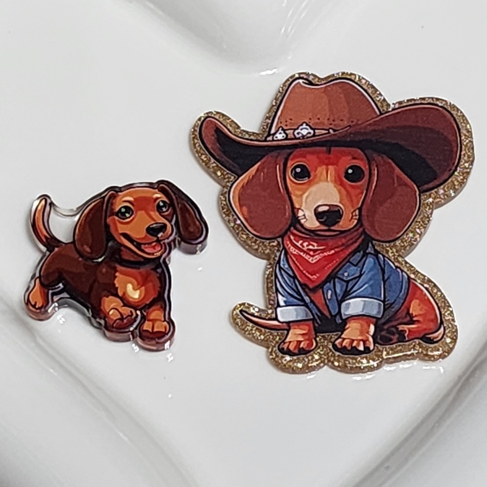 Dauschund Weiner Dog Flatback Focal Bead Crafts Beaded Pen Keychain Bag Charm